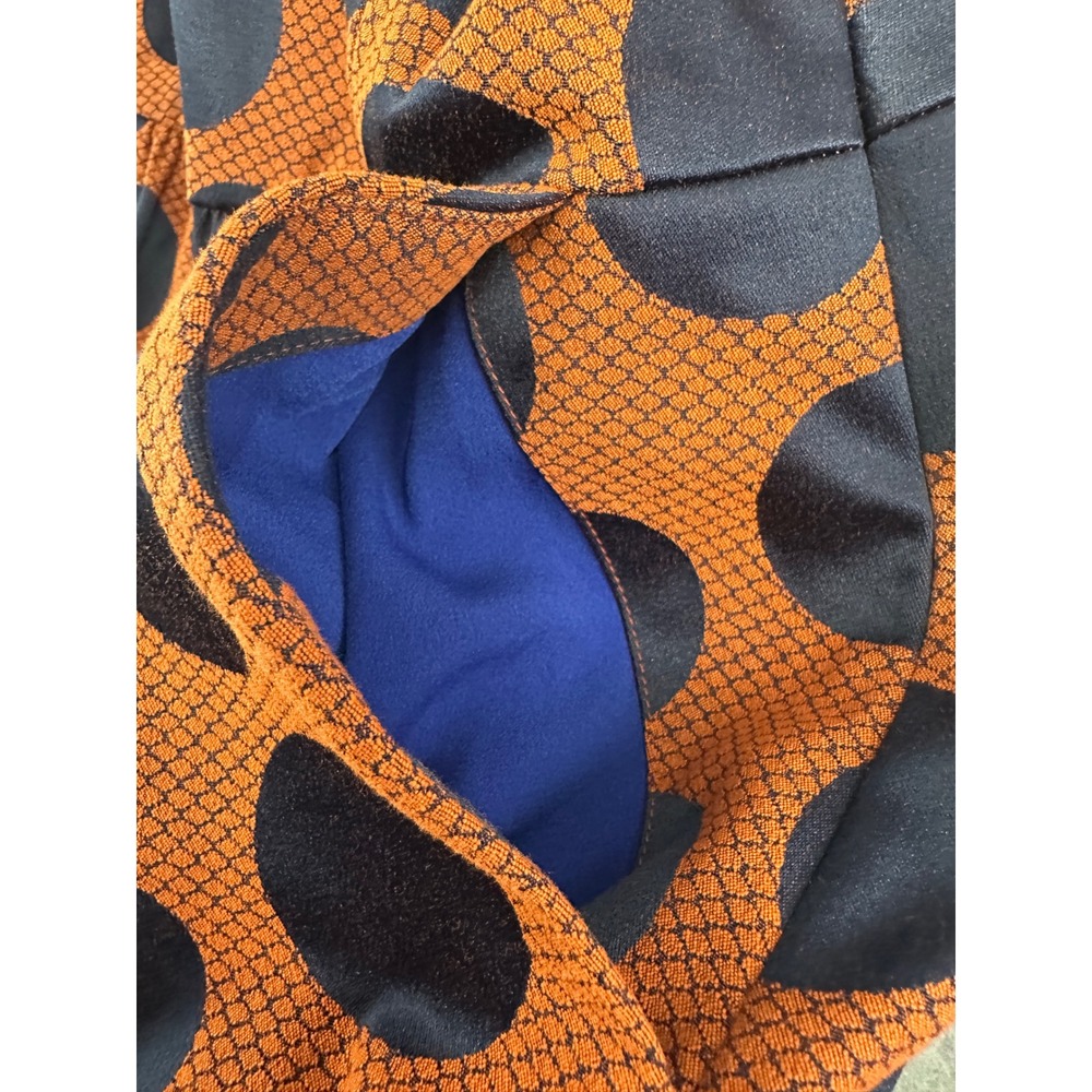 Maeve Anthropologie Rokin Orange Navy Polka Dot Cross Back Dress 6 - Picture 9 of 11